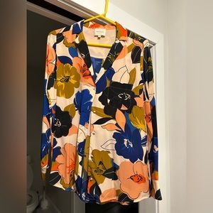 Sezane blouse size 36 floral peach blouse 100% silk